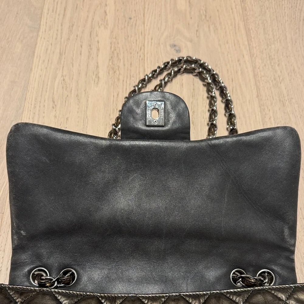 AUTHENTIC Chanel Classic Flap Bag – Dark Greem Patent Leather